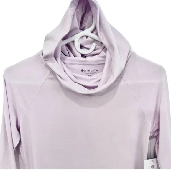 Athleta Essence Tunic Hoodie Lilac Purple XS Longline Thumbhole Cozy Lounge - Picture 2 of 10